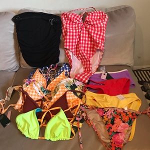 Swimsuit bundle. All NWT. XS and S. 4 swimsuit bottoms, 6 swim tops, 1 one-piece